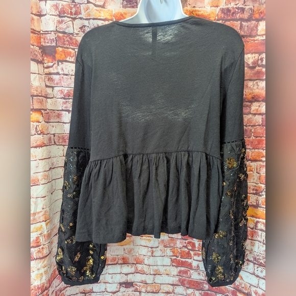 Anthropologie Neale Sequined Peplum Top size medium - Picture 5 of 6